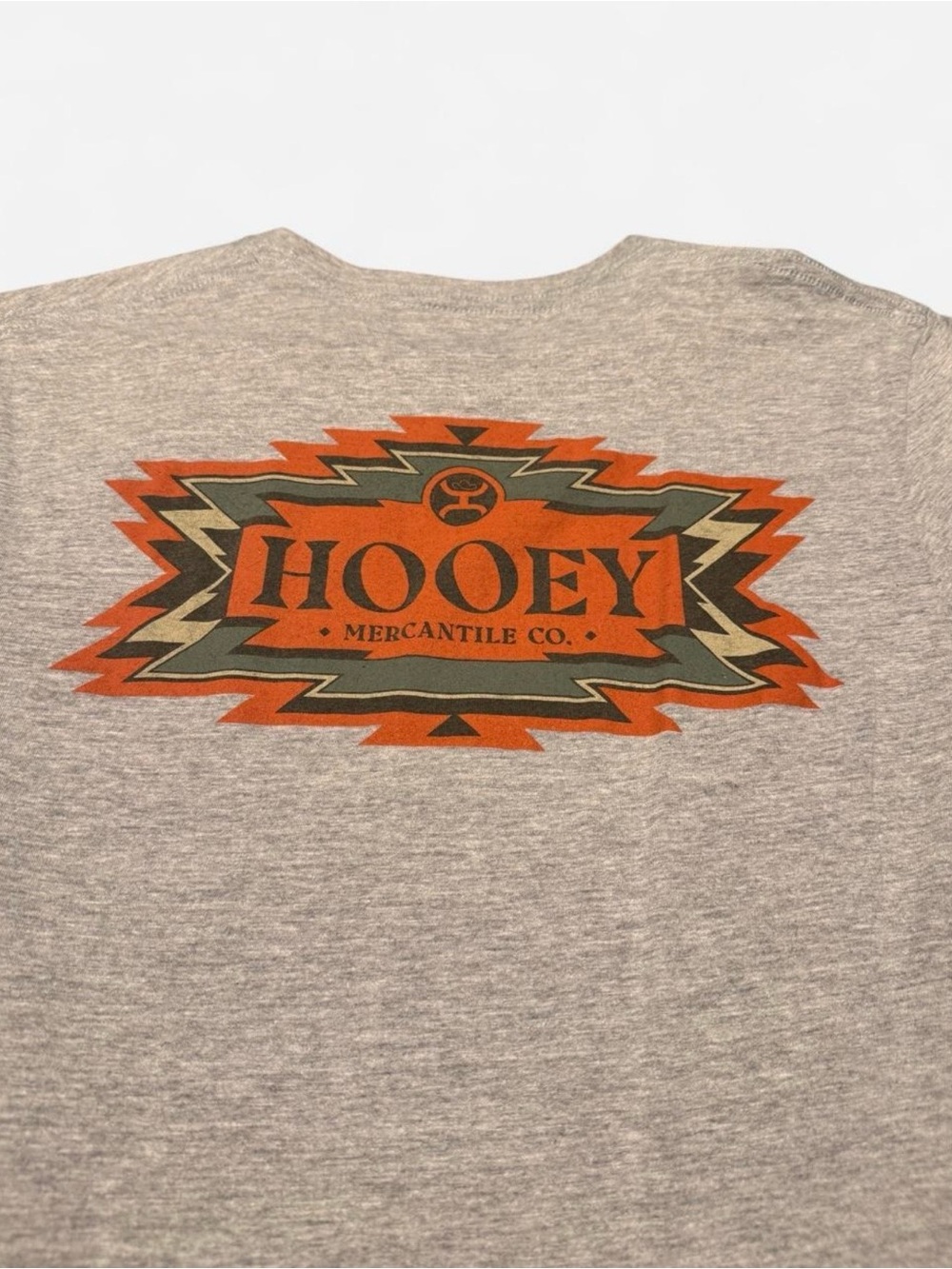Hooey Heather Gray Tee with Orange and Olive Graphic